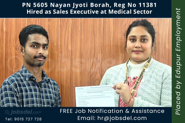 Nayan Jyoti Hired as Sales Executive at Medical Sector