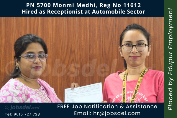Monmi Medhi Hired as Receptionist at Automobile Sector