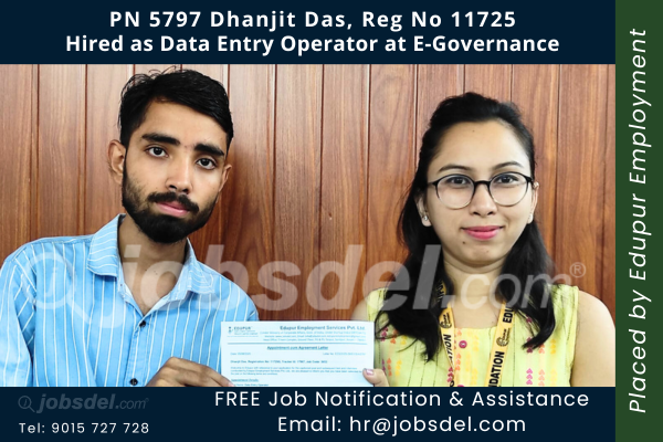 Dhanjit Das Hired as Data Entry Operator at E-Governance