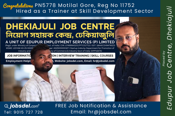 Motilal Gore Hired as Trainer at Skill Development Sector