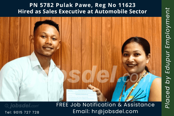 Pulak Pawe Hired as Sales Executive at Automobile Sector
