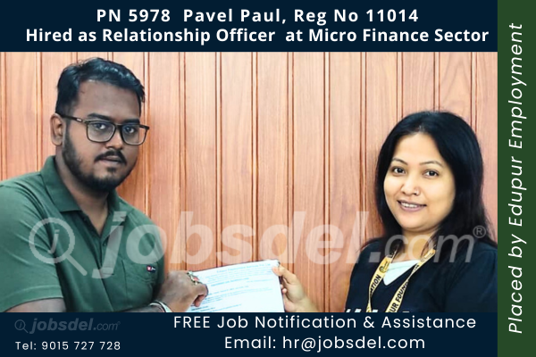 Pavel Paul Hired as  Relationship Officer at Micro Finance Sector