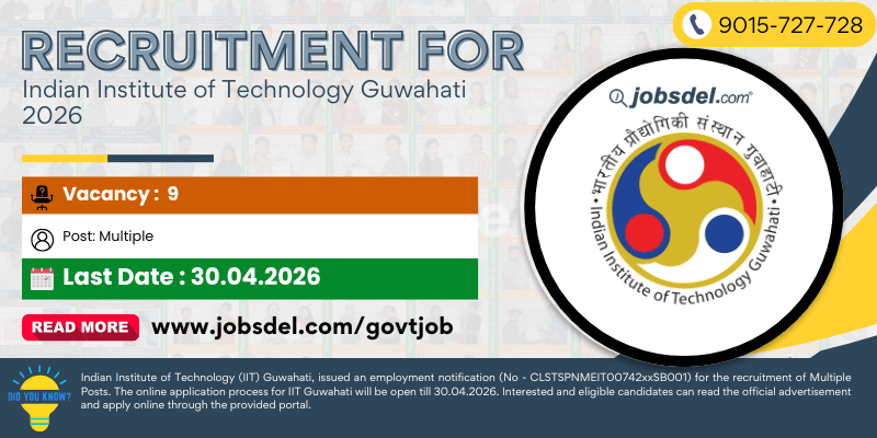 Recruitment For Indian Institute of Technology Guwahati 2026