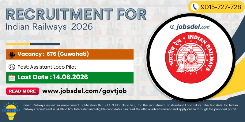 Recruitment of Assistant Loco Pilot For Indian Railways 2026
