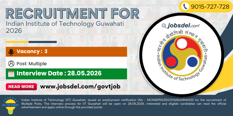 Recruitment for Indian Institute of Technology Guwahati 2026