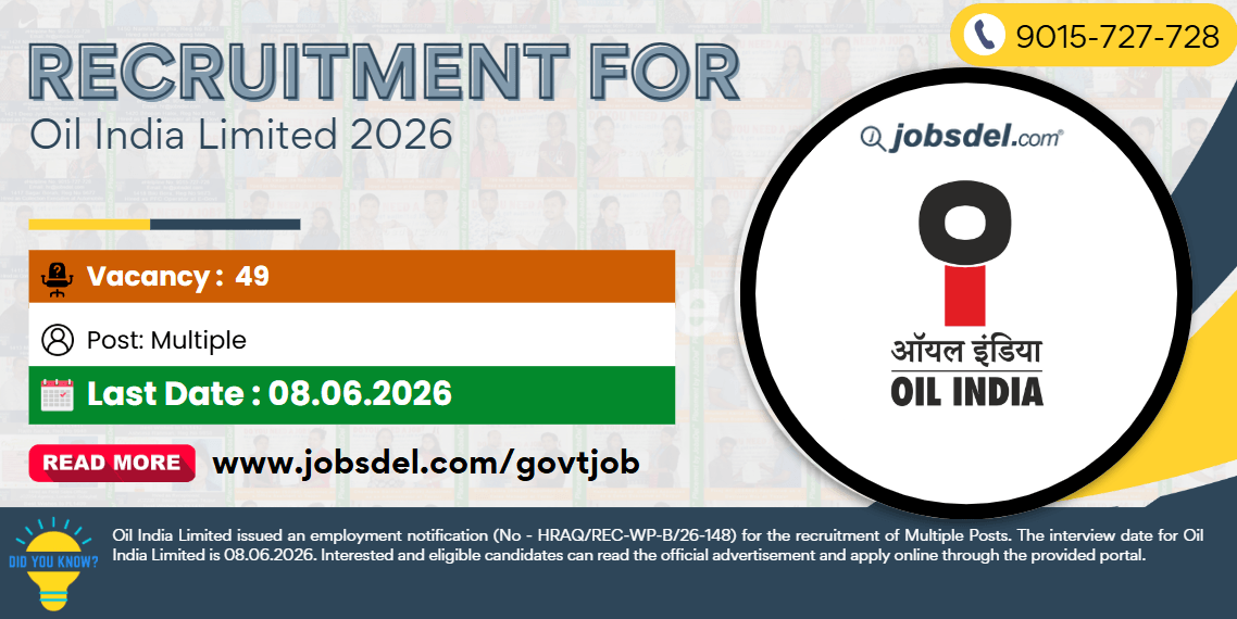 Recruitment For Oil India Limited PwBD Category 2026