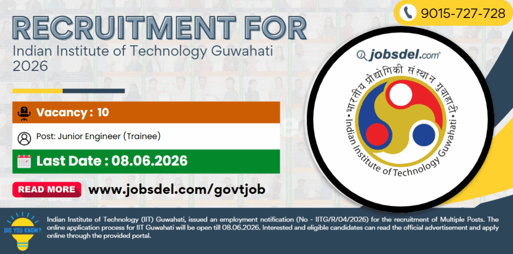 Recruitment for Indian Institute of Technology Guwahati 2026