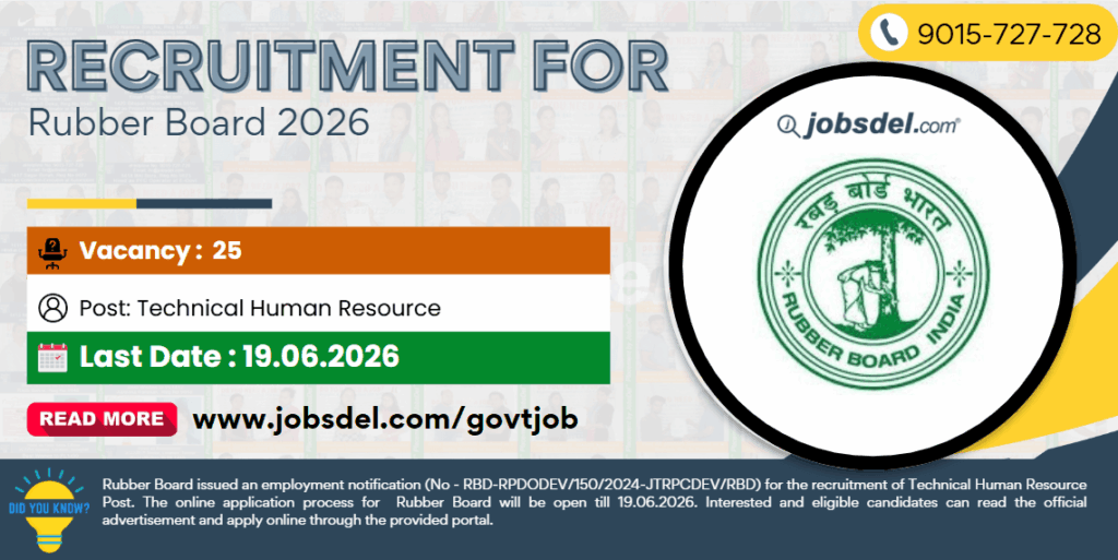 Recruitment for Rubber Board 2026