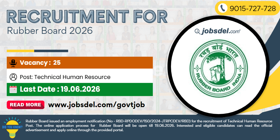 Recruitment for Rubber Board 2026