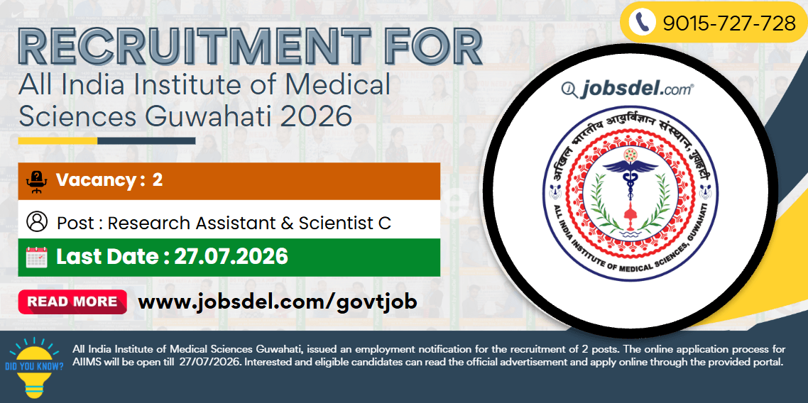 Recruitment for All India Institute of Medical Sciences (AIIMS) Guwahati 2026