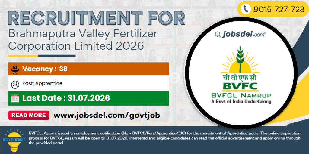 Recruitment for Brahmaputra Valley Fertilizer Corporation Limited 2026