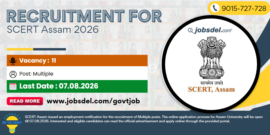Recruitment for SCERT Assam 2026
