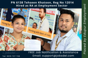Tehseen Khatoon Hired as RA at Employment Sector